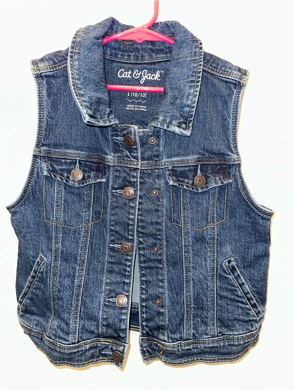 Cat & Jack Girls L 10/12 Denim Jean Vest